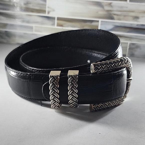 Vintage Black Leather Belt - Picture 3 of 6